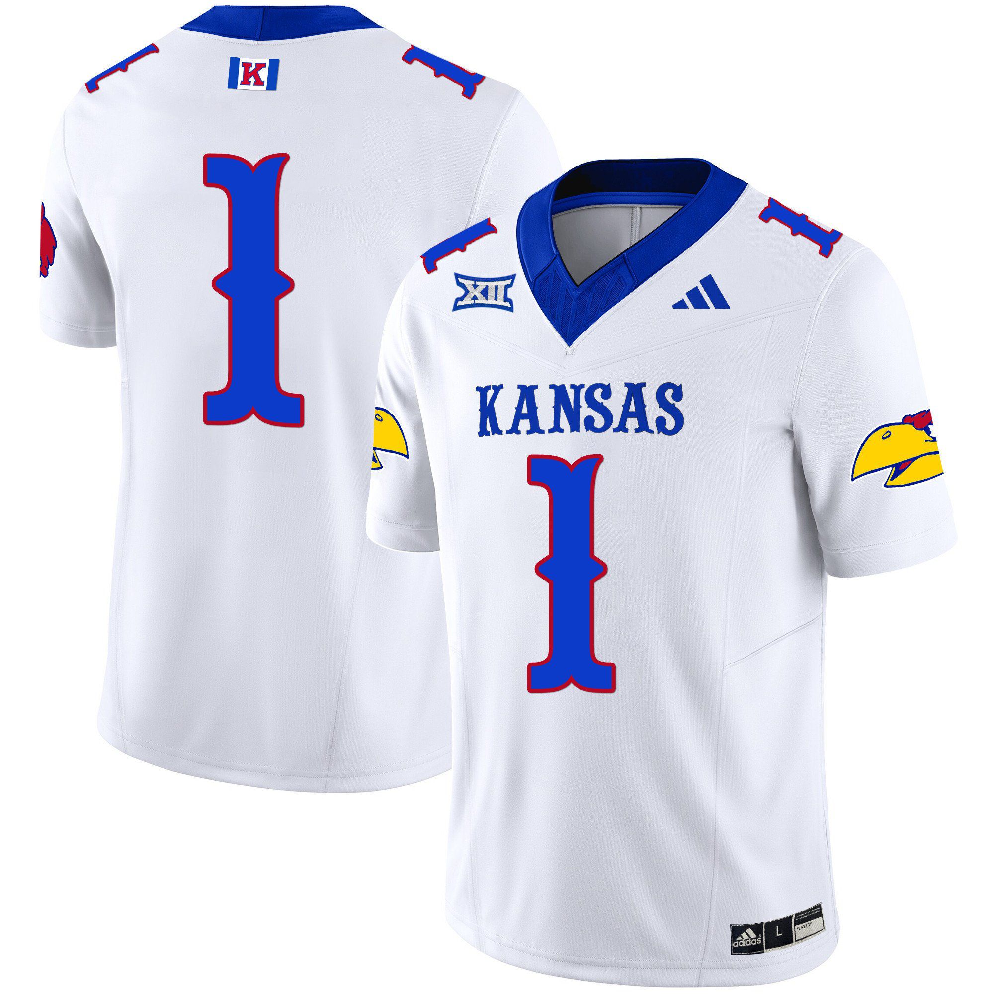 Men Kansas Jayhawks #1 No Name White 2024 Blackhawk Vapor Limited NCAA Jersey